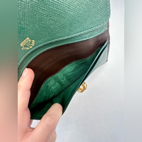 Gucci Vintage Wallet Purse GG Continental Brown Green Leather Quiet Luxury - Picture 11 of 14